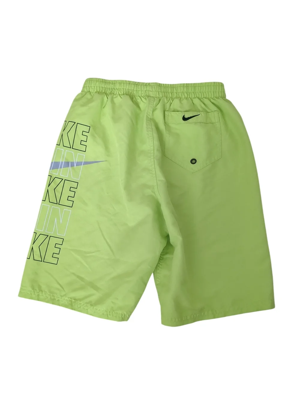 Nike Boys Neon Lime Green Swim Shorts with Side Logo (Size L)